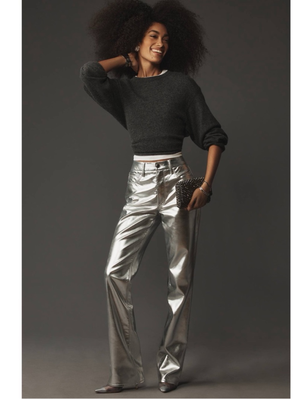 New Good American Silver Faux Leather Pants Women’s Size 2